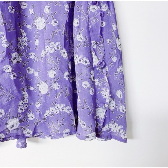 Ulla Johnson 100% Silk Ruffle Sleeve Peasant Blouse Top Floral Size 2 - Picture 4 of 8